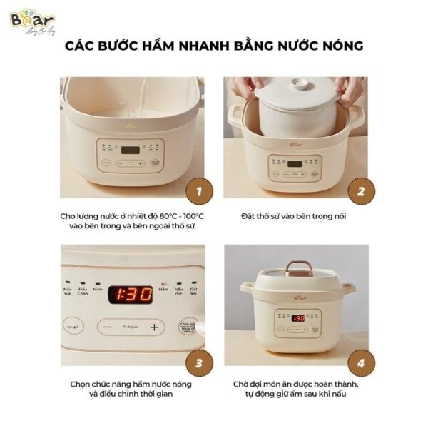 Nồi nấu chậm Bear 1,6L SB-NNC16 (Bản Quốc Tế) - Ảnh 3