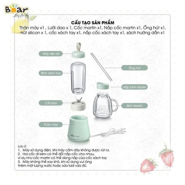 Máy xay sinh tố cầm tay Bear LLJ-D04A1 - Ảnh 4