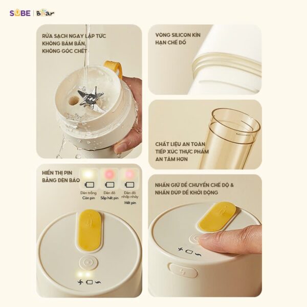 Máy xay sinh tố cầm tay Bear SB-MX04K - Ảnh 6