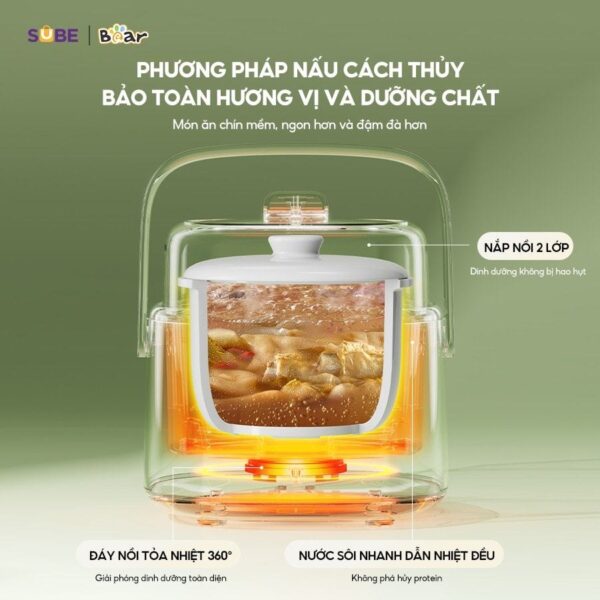 Nồi nấu chậm 1.0L Bear SB-NNC10 (Bản Quốc Tế) - Ảnh 5