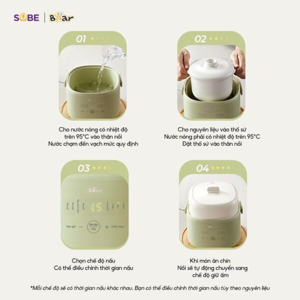 Nồi nấu chậm 1.0L Bear SB-NNC10 (Bản Quốc Tế) - Ảnh 7