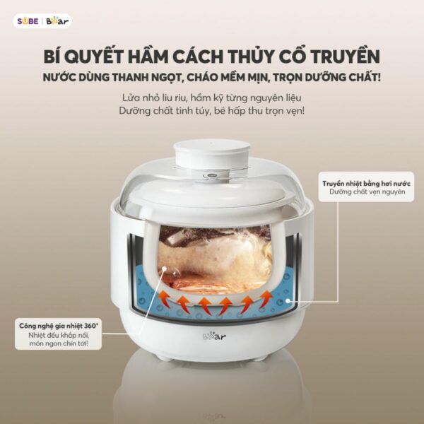Nồi nấu chậm Bear 0.8L DDZ-A08T8 (Bản Quốc Tế) - Ảnh 5