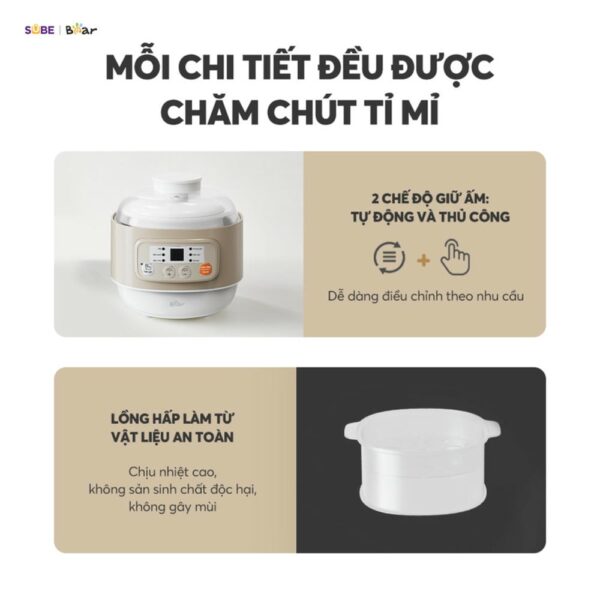 Nồi nấu chậm Bear 0.8L DDZ-A08T8 (Bản Quốc Tế) - Ảnh 13