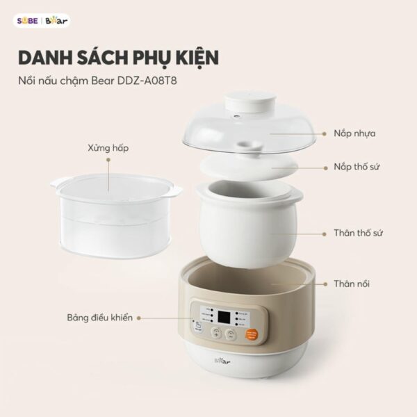 Nồi nấu chậm Bear 0.8L DDZ-A08T8 (Bản Quốc Tế) - Ảnh 15