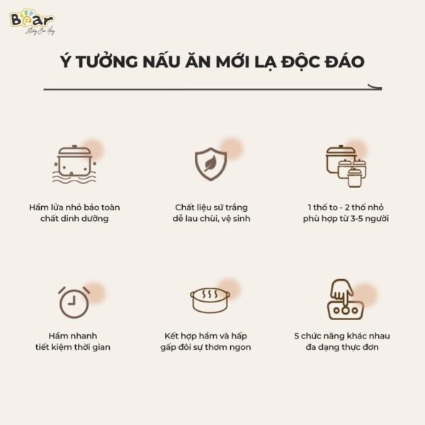 Nồi nấu chậm Bear 1,6L SB-NNC16 (Bản Quốc Tế) - Ảnh 12