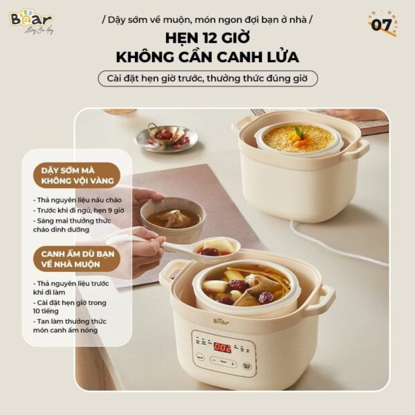 Nồi nấu chậm Bear 1,6L SB-NNC16 (Bản Quốc Tế) - Ảnh 4