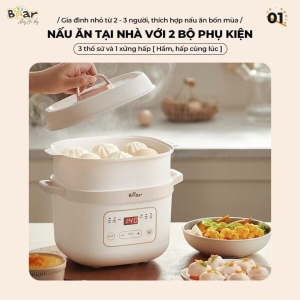 Nồi nấu chậm Bear 1,6L SB-NNC16 (Bản Quốc Tế) - Ảnh 7