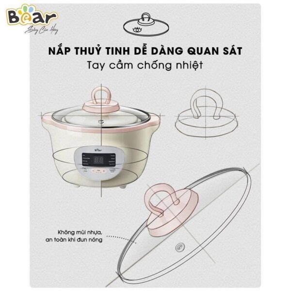 Nồi nấu chậm Bear 1,6L SUBE002 (Bản Quốc Tế) - Ảnh 7