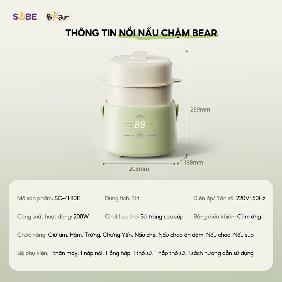 noi nau cham bear 1l SC 4H10E thong tin san pham