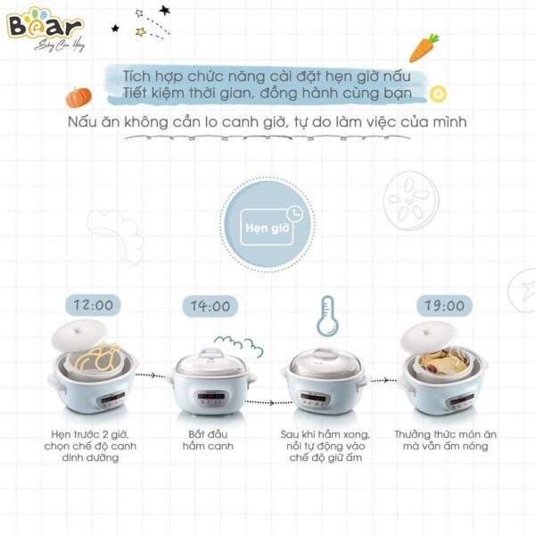 Nồi nấu chậm Bear 2,5L SUBE003 (Bản Quốc Tế) - Ảnh 5