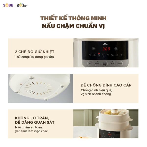 Nồi nấu chậm Bear 2.5L SC-5H25M34 (Bản Quốc Tế) - Ảnh 9