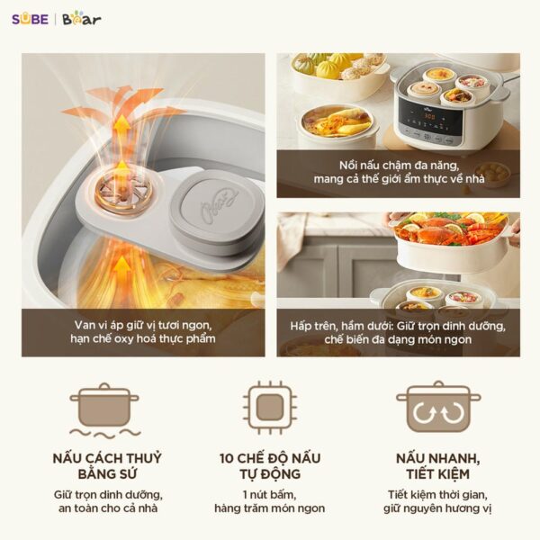 Nồi nấu chậm Bear 2.5L SC-5H25M34 (Bản Quốc Tế) - Ảnh 10