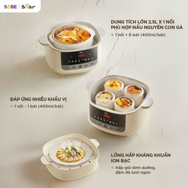 Nồi nấu chậm Bear 2.5L SC-5H25M34 (Bản Quốc Tế) - Ảnh 16