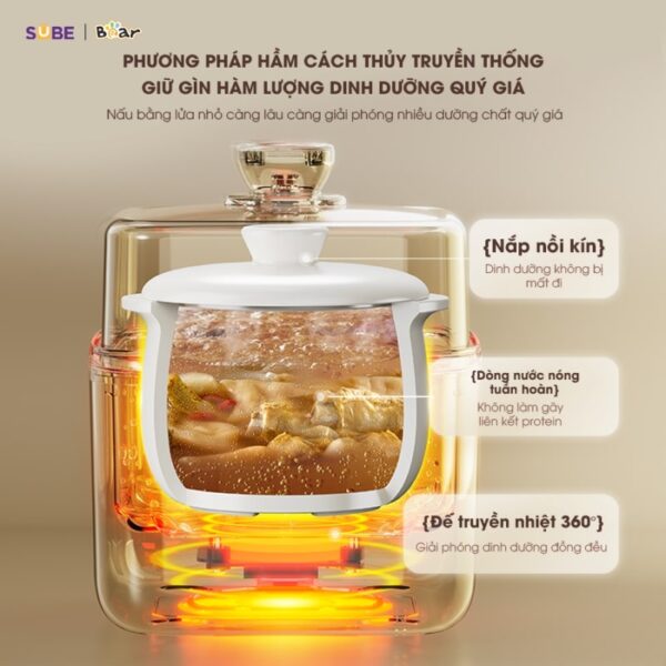 Nồi nấu chậm Bear 0,8L SB-NNC08 (Bản Quốc Tế) - Ảnh 9