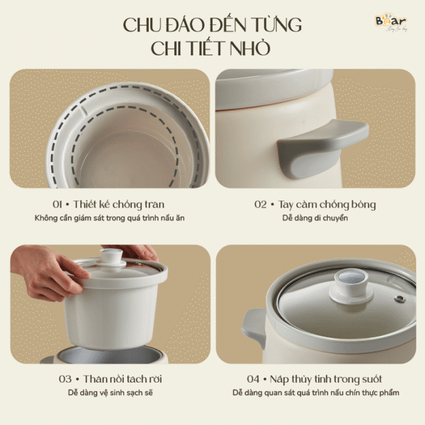 Nồi nấu chậm 1.5L Bear SB-NNC15 - Ảnh 4