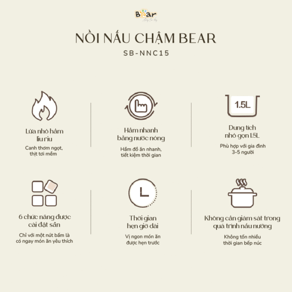 Nồi nấu chậm 1.5L Bear SB-NNC15 - Ảnh 5