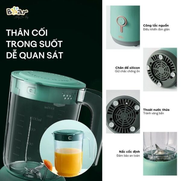 Máy xay sinh tố Bear BL-B10V2 đa năng 3 cối - Ảnh 3